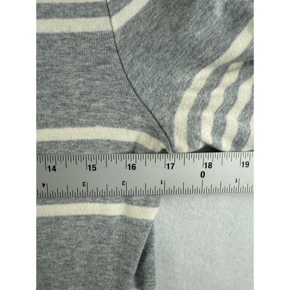 Talbots Womens Gray Cream Stripe Boat Neck Long Sleeve Cotton Tunic Top M - Picture 5 of 7